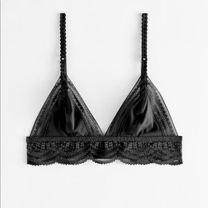 & other stories Mesh Lace Triangle Bra in Black Size 2 NWT